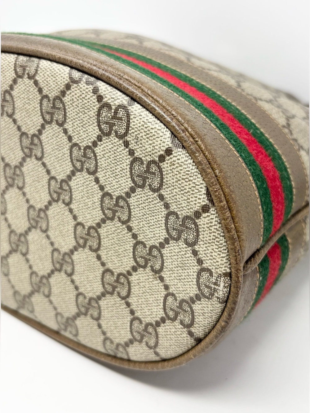 Vintage Gucci Ophidia GG Supreme Web Stripe Drawstring Bucket Bag Crossbody - Picture 11 of 16
